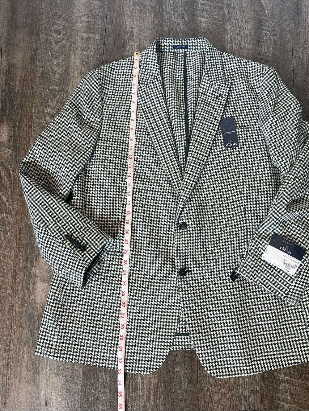 Stafford Classic Green Houndstooth Sport Coat-Size 48R - Picture 4 of 13